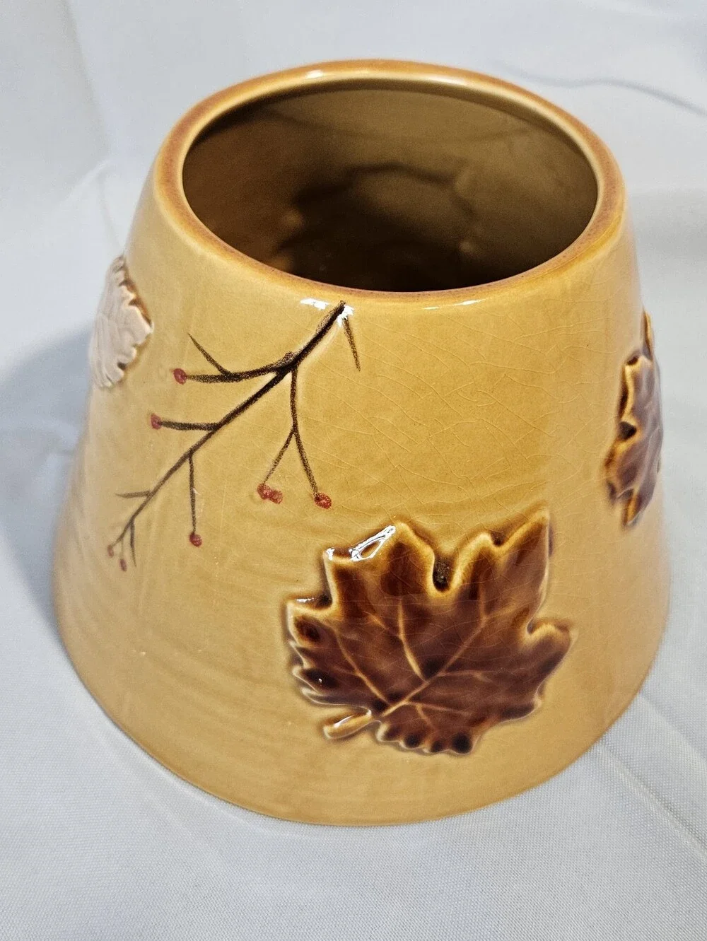 Linens & Things Lg Seasonal Ceramic Shade Fall Autumn Thanksgiving Leaves